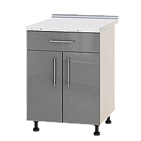 Кухня Модерн модуль Низ Н75-600 Серебристый металлик Глянец - Дуб молочный 60х47х82 см