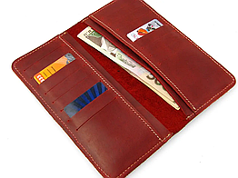 Жіночий тонкий шкіряний гаманець купюрник лонгер із натуральної шкіри червоний