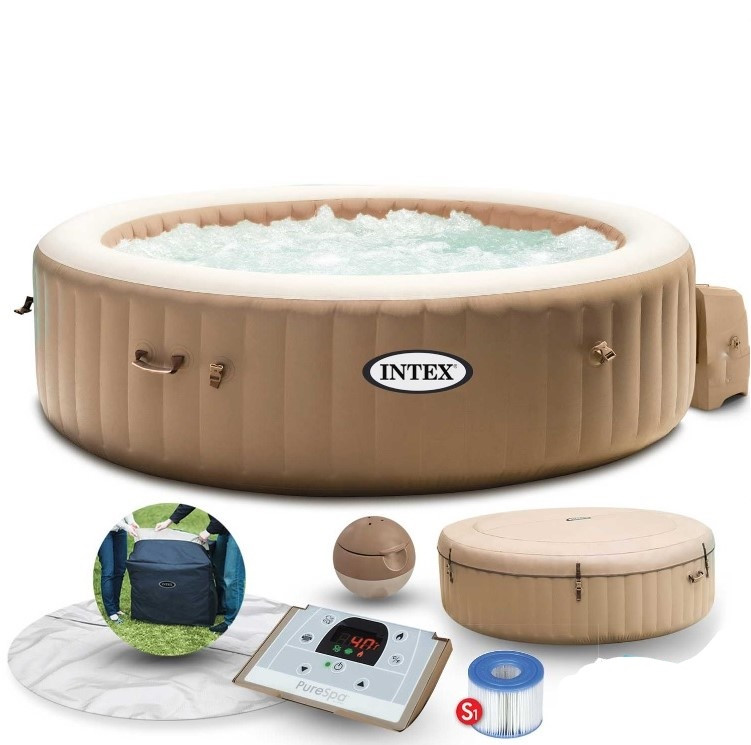 Надувний джакузі-СПА Intex 28428 (216х71 см) (6-місний: 1741 л/год, тент, підстилка, дозатор)