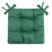 Подушка  для стула кресла табуретки на двух завязках 50х50х8 тёмно зеленая