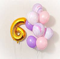 Воздушные Гелиевые шарики на 6 лет для девочки Подарок на день рождения Композиция букет фонтан девочке Цифра