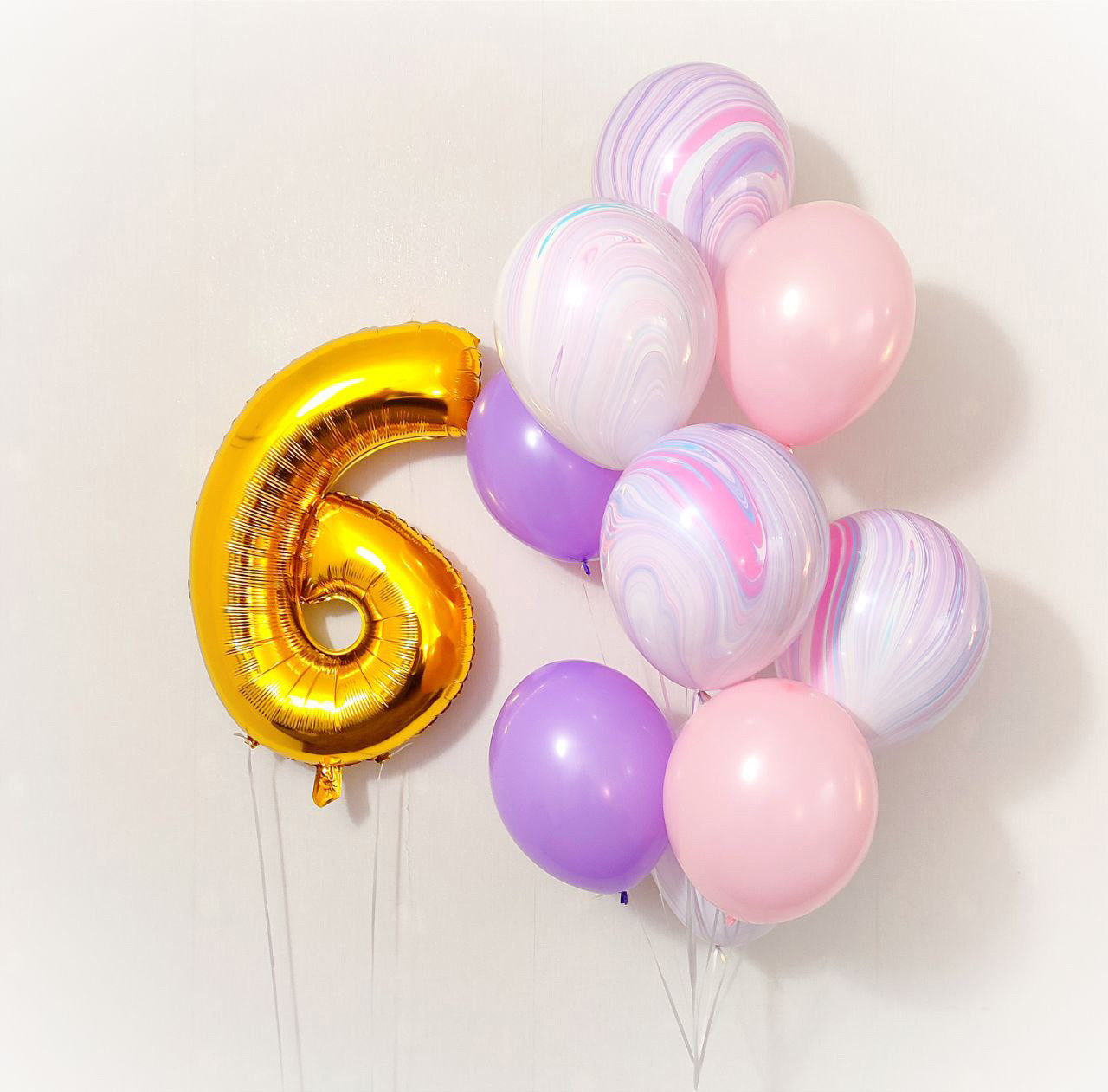 Воздушные Гелиевые шарики на 6 лет для девочки Подарок на день рождения Композиция букет фонтан девочке Цифра - фото 1 - id-p1792968736