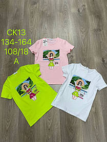 Футболка для дівчат оптом, S&D, 134-164 см,  № CK13