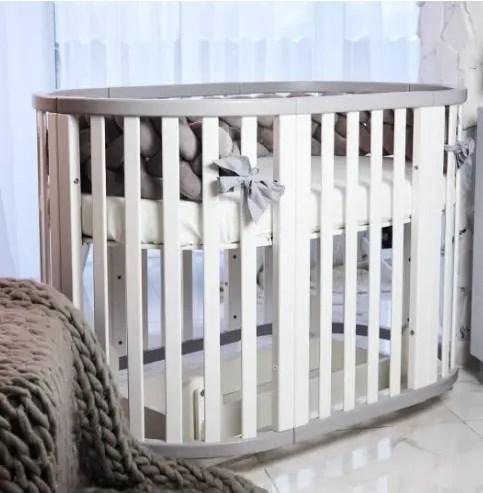 Дитяче ліжечко трансформер Angelo 7 в 1 в біло - сірому кольорі