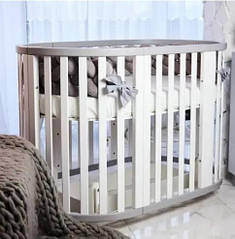 Дитяче ліжечко трансформер Angelo 7 в 1 в біло - сірому кольорі