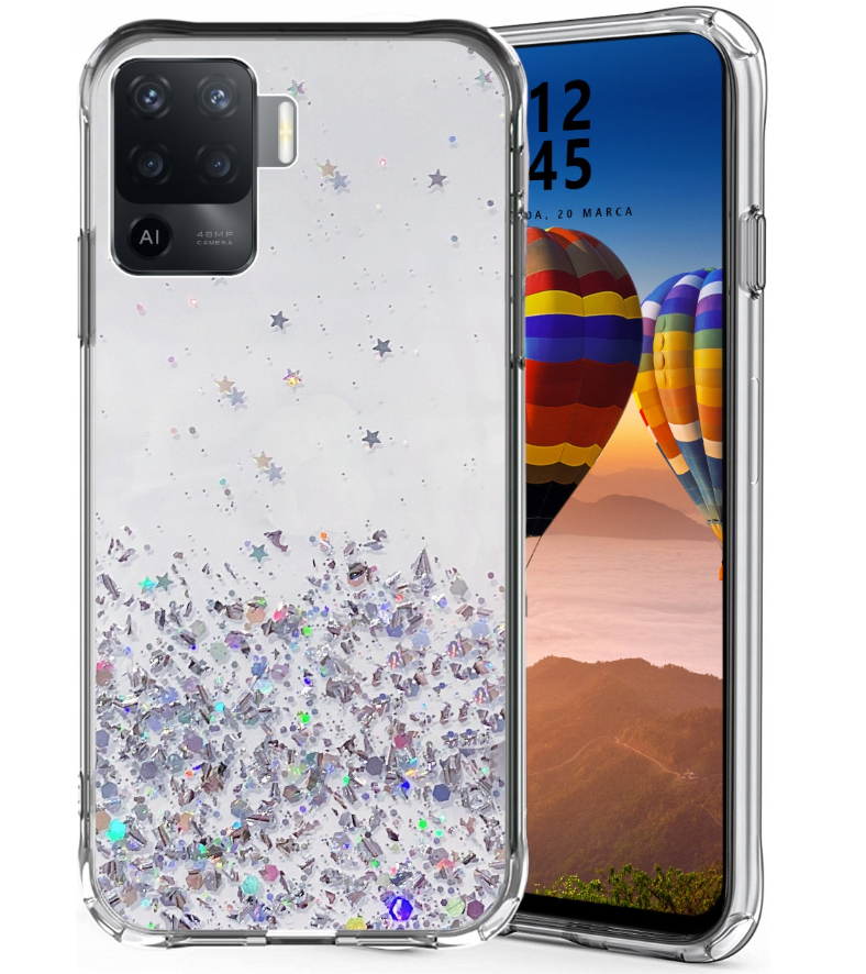 Блискучий чохол зі срібною фольгою для OPPO Reno 5 Lite