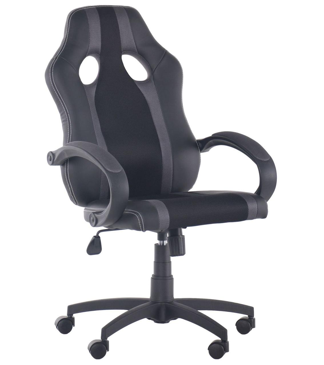 Крісло комп'ютерне ігрове Shift Неаполь N-20 зі вставками Сітка чорна та сіра, офісне, геймерське TM AMF