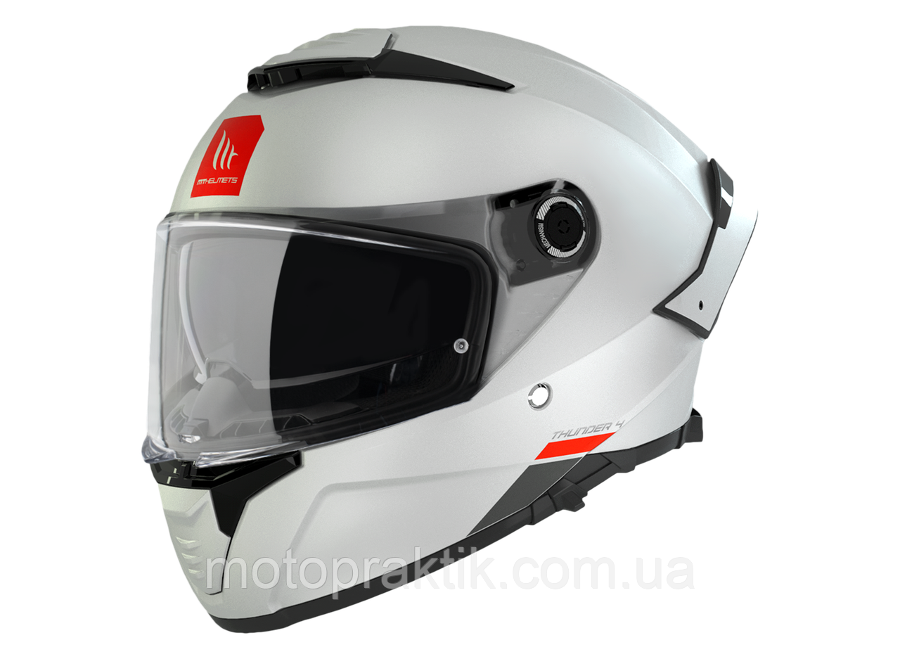 MT Thunder 4 SV Solid A0 Gloss White, XS Мотошолом інтеграл з окулярами