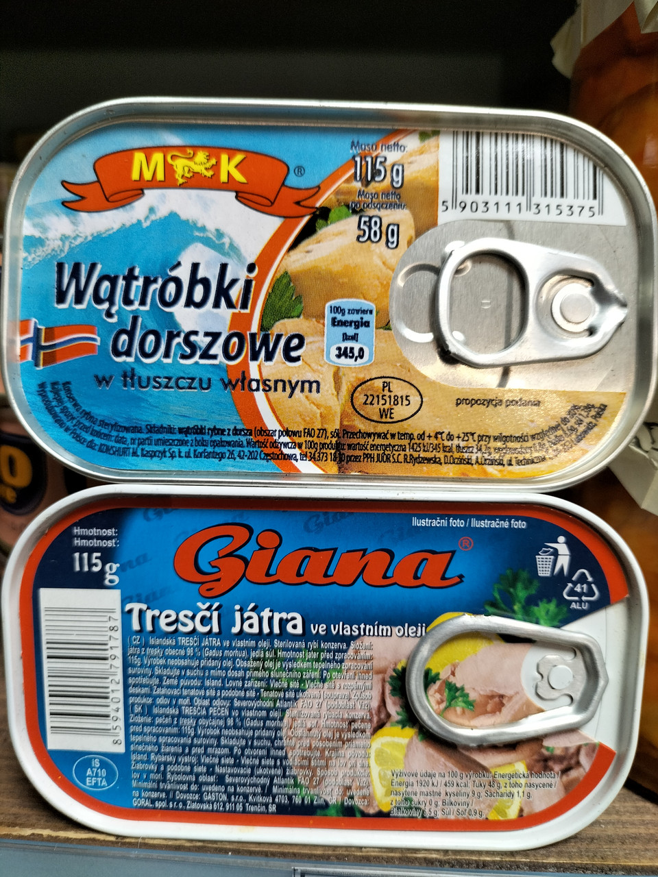 Печень трески M&K wątróbki rybne w sosie własnym Печень трески в собственном соусе Вкусная печень трески - фото 1 - id-p1793006498