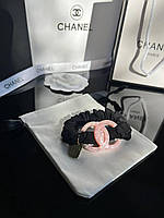 Брендовая резинка для волос Шанель Chanel, черная, розовая