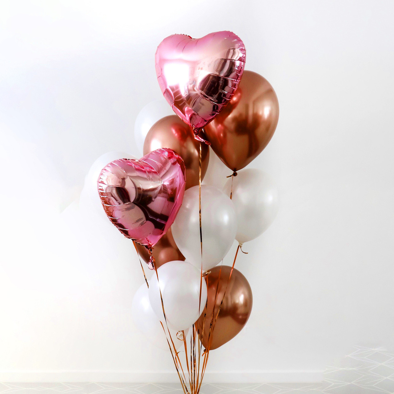 Композиція з гелієвих кульок на подарунок дівчині Повітряні Гелієві кульки Хром фольговане серце з гелієм для дівчинки, дівчини