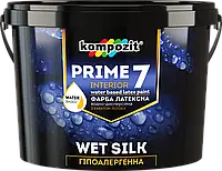 Kompozit Prime 7 - гипоаллергенная латексная моющаяся краска для внутренних работ (Белая), 0,9 л