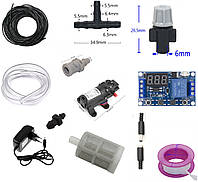 Набір 20 форсунок пластикові сірі з насосом, таймером, фільтром система для створення дрібнодисперсного туману
