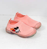 Слипоны кроссовки детские розовые с Микки Маусом
