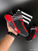 Женские легкие демисезонные кроссовки черно красные Adidas NMD Human RACE, адидас хьюман рейс