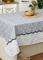 Скатертина лляна "Горошок ажурний" 1.5 м х 1.5 м (квадратна, на круглий стіл)