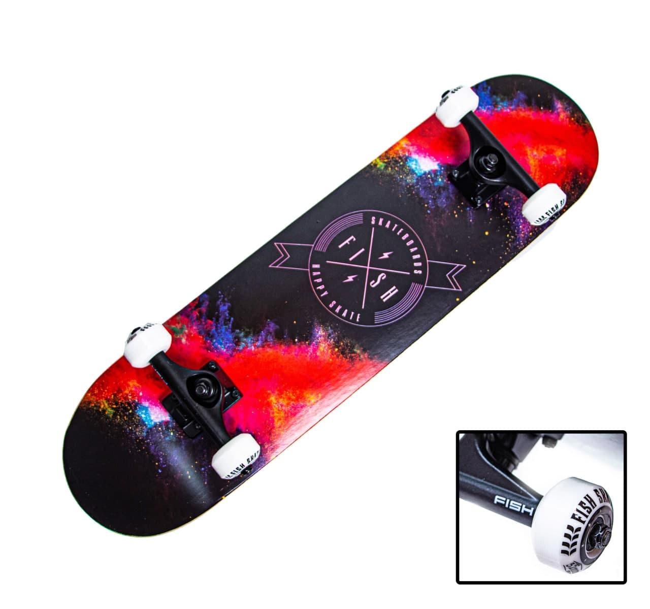 Скейтборд дерев'яний 7 шарів канадського клена від fish skateboard "Happy Skate" 1033330434