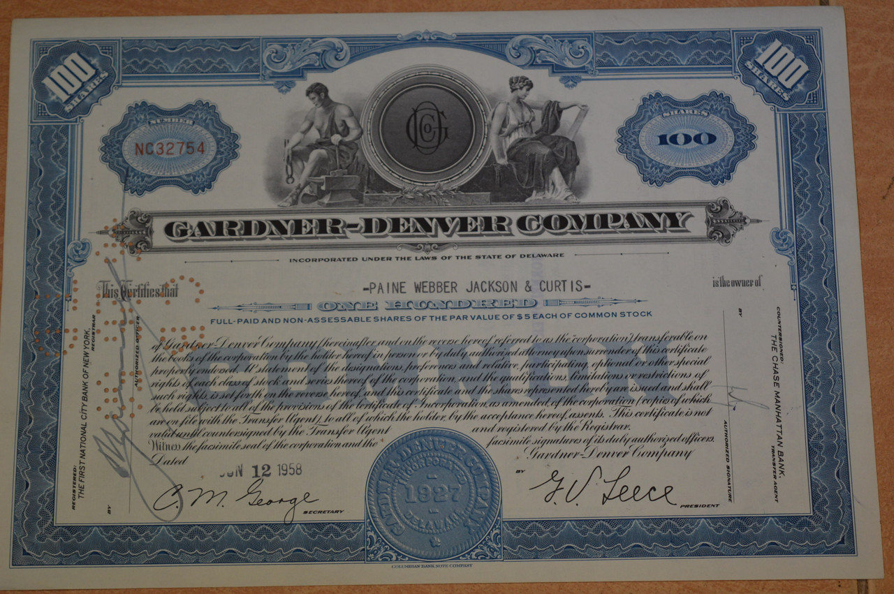 Акція. США. 1958 рік No32754 (Б-1)