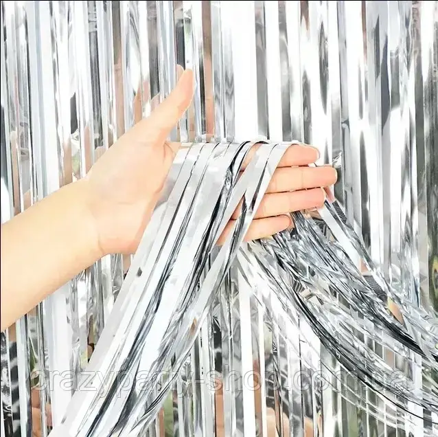 Шторка з фольги для фото зони срібляста 2 м х 1 м, фото 1