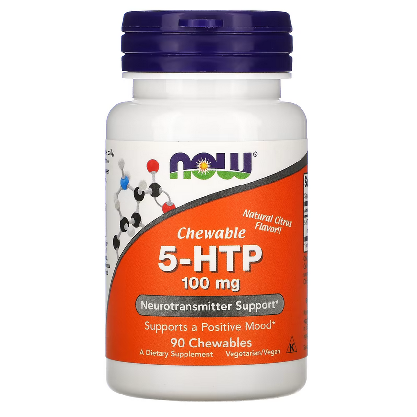 5-HTP (Гідрокситриптофан) 100 мг 90 жувальних таблеток Now Foods USA