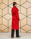 Жіночий демісезонний двобортний тренч з котону Q-44 червоний, р-ри 42-52, фото 7