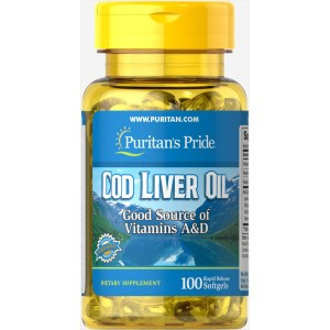 Жир із печінки норвезької тріски Cod Liver Oil 420 mg 100 Softgels, фото 1
