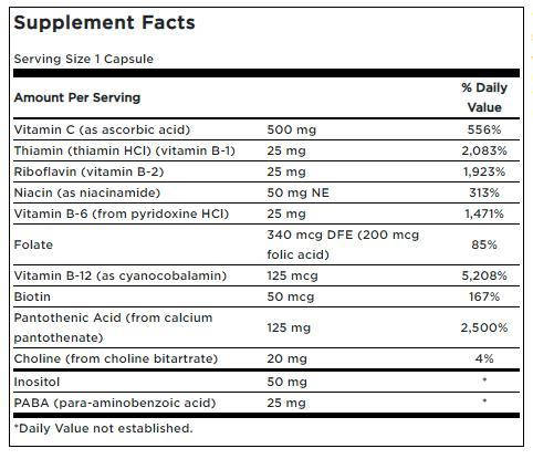 Вітаміни від стресу Swanson Super Stress B-Complex with Vitamin C 100 caps, фото 2