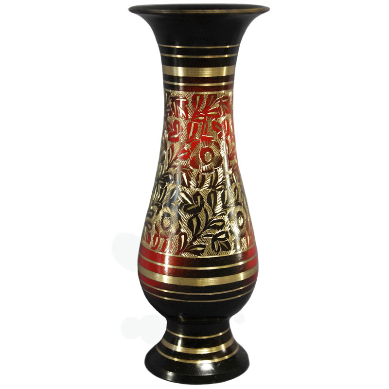 Ваза металева з Індії "Квіти" 18см 8080 Індія, фото 1