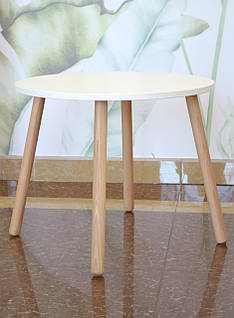 Столик дитячий дерев'яний круглий висота 46 см білий