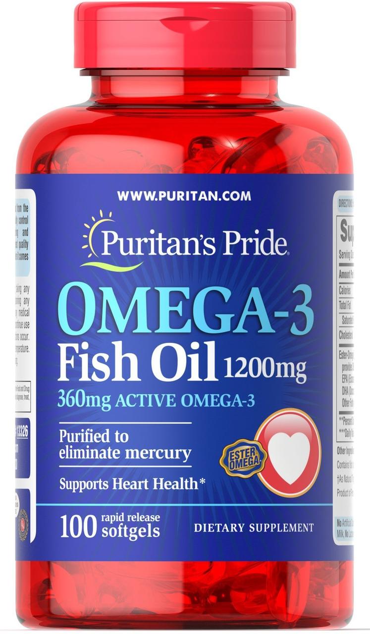 Omega-3 Fish Oil 1200 mg 100 Softgels, фото 1