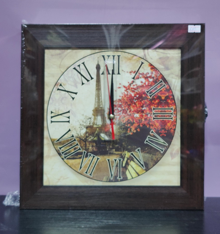 Ключниця на стіну з годиником 33х33х6см K0499, фото 1