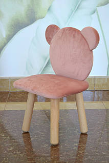 Стільчик дитячий м'який висота 26 см, Ведмедик пудра