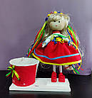 Лялька кашпо Українка в червоному платі (висота 35см) LK003