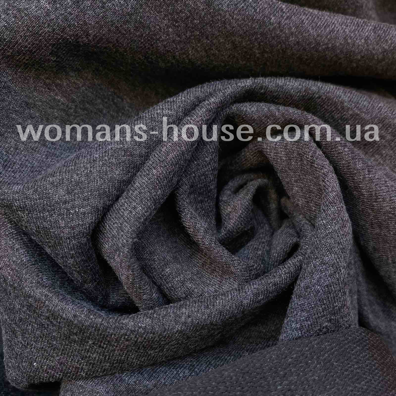 Двонитка трикотаж 70% натуральна однотонн 180 см Туреччина Темно-сірий меланж, фото 1