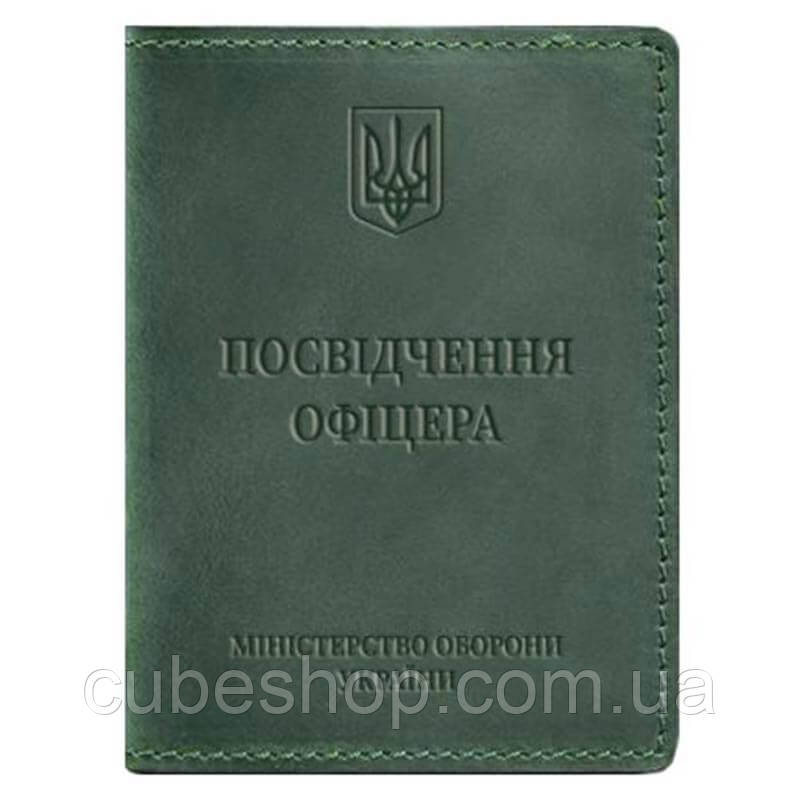 Шкіряна обкладинка для посвідчення офіцера 9.0 (зелена) шкіра Crazy Horse