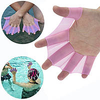 Силиконовые ласты на руки M, Розовый / Водные перчатки для плавания / Перепончатые плавники на пальцы