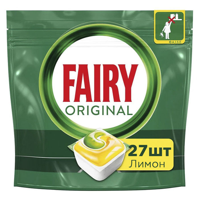 Капсули для посудомийних машин Fairy Original All in one Лимон 27 шт, фото 1
