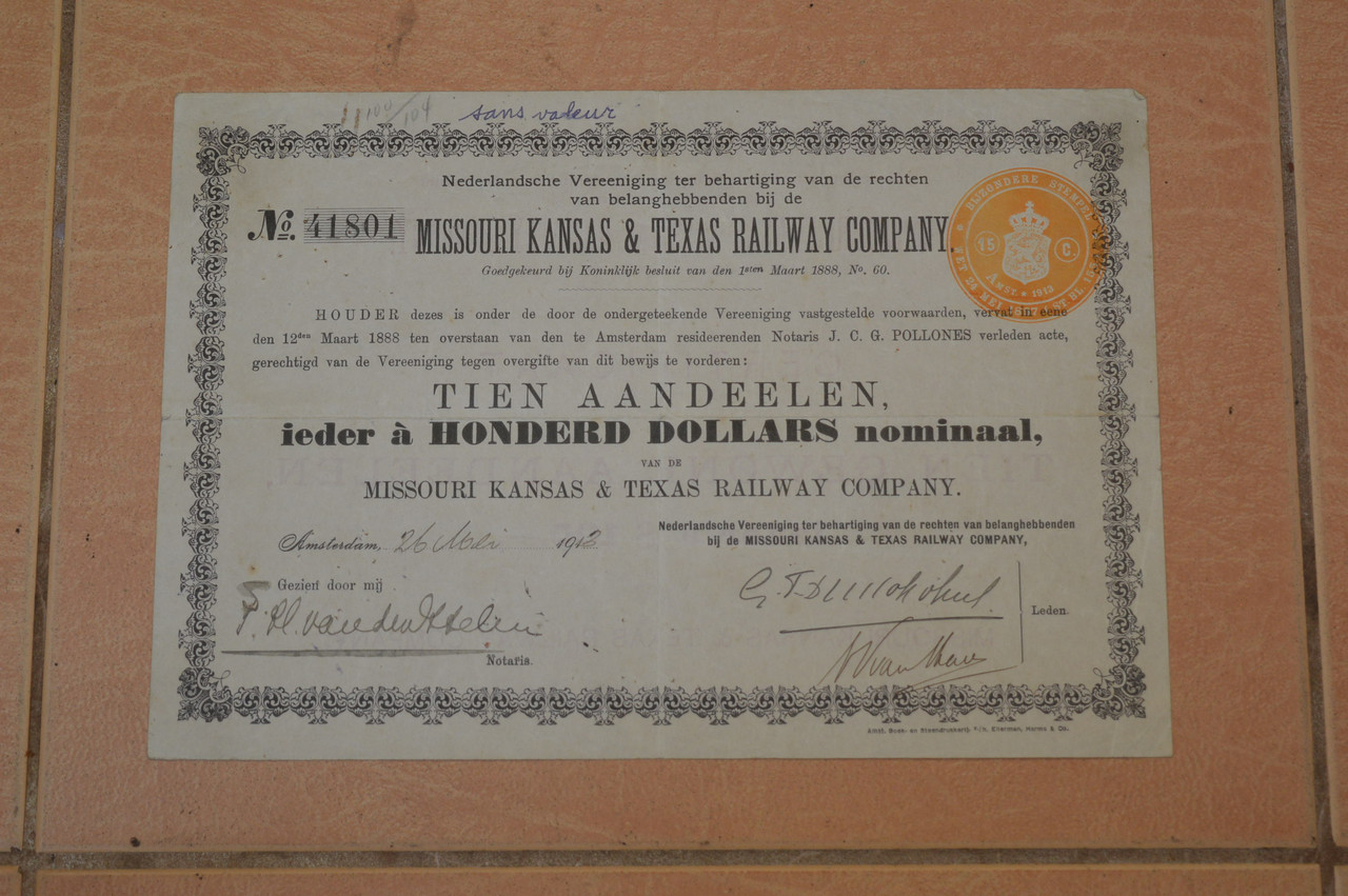 Акція. США. 1913 рік No41801(Б-1)