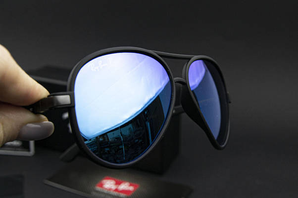 Сонцезахисні окуляри RAY BAN поляризаційні UV400 (арт. RB4183) сині дзеркальні скла, фото 4
