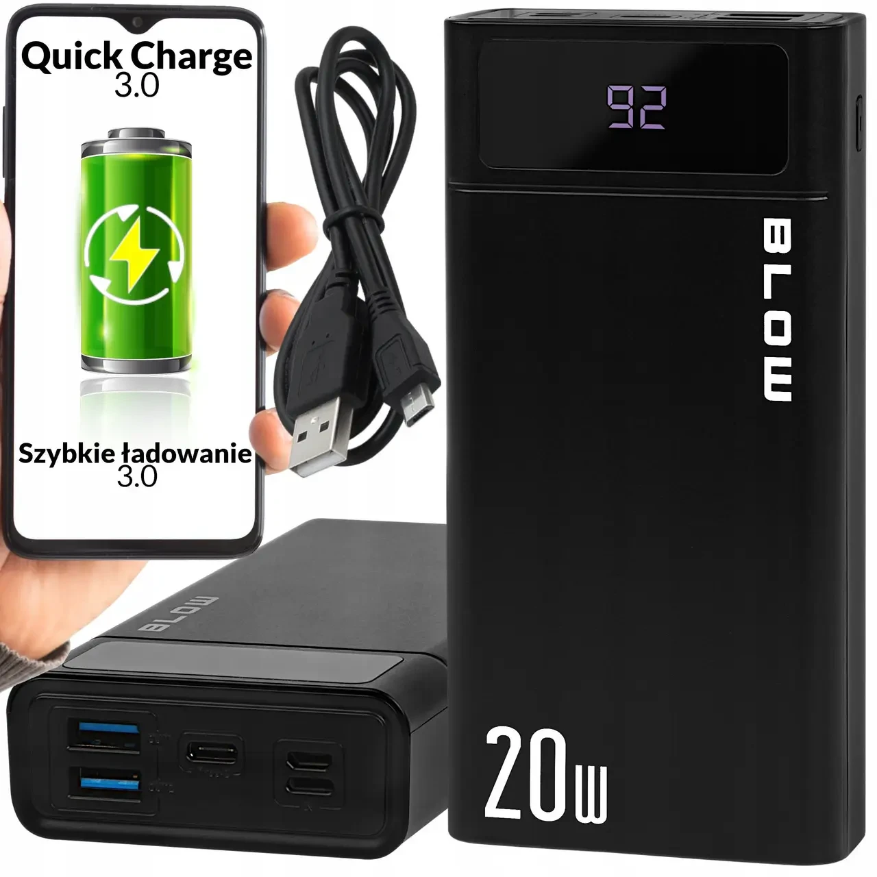 Універсальна портативна батарея PowerBank Blow 400000mAh Black