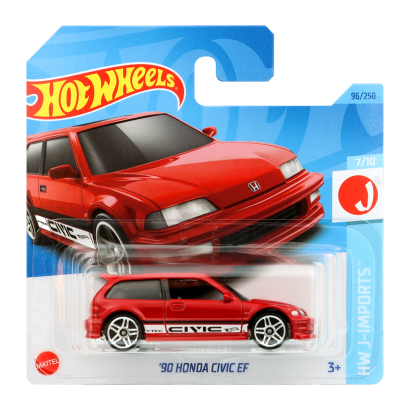 Машинка Базова Hot Wheels '90 Honda Civic EF J-Imports 1:64 HKJ16 Red 1шт