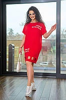 Летнее платье женское туника в спортивном стиле Ткань двухнитка Размер 50-52 54-56 58-60