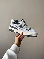 Кроссовки мужские New Balance 550 White Grey белые с серым кожа нью беленс демисезонные весна модные Вьетнам