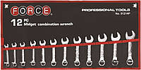 Набор ключей рожково-накидных укороченных на полотне 12 пр. (8-19 мм) (FORCE 51214P)