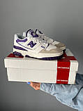 Кросівки чоловічі New Balance 550 White Purple біла шкіра Chower біленс демісезонні весна модні В'єтнам, фото 5