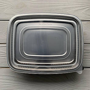 Контейнер чорний для других страв з кришкою на 2 ділення 338BL+337PK (200шт/ящ)