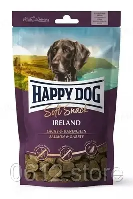 Happy Dog Soft Snack Ireland м'які ласощі для собак зі смаком лосося та кролика, 100 г, фото 1