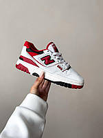 Кросівки чоловічі New Balance 550 White Red білі червоні шкіра Chower біленс демісезонні весни модні В'єтнам