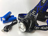 Ліхтарик налобний з функцією powerbank Tervix, акумуляторний, діод P50, зум, ліхтарик на голову, фото 10