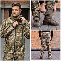 Комплект: Тактичні штани на флісі піксель + Куртка Soft Shell піксель на флісі